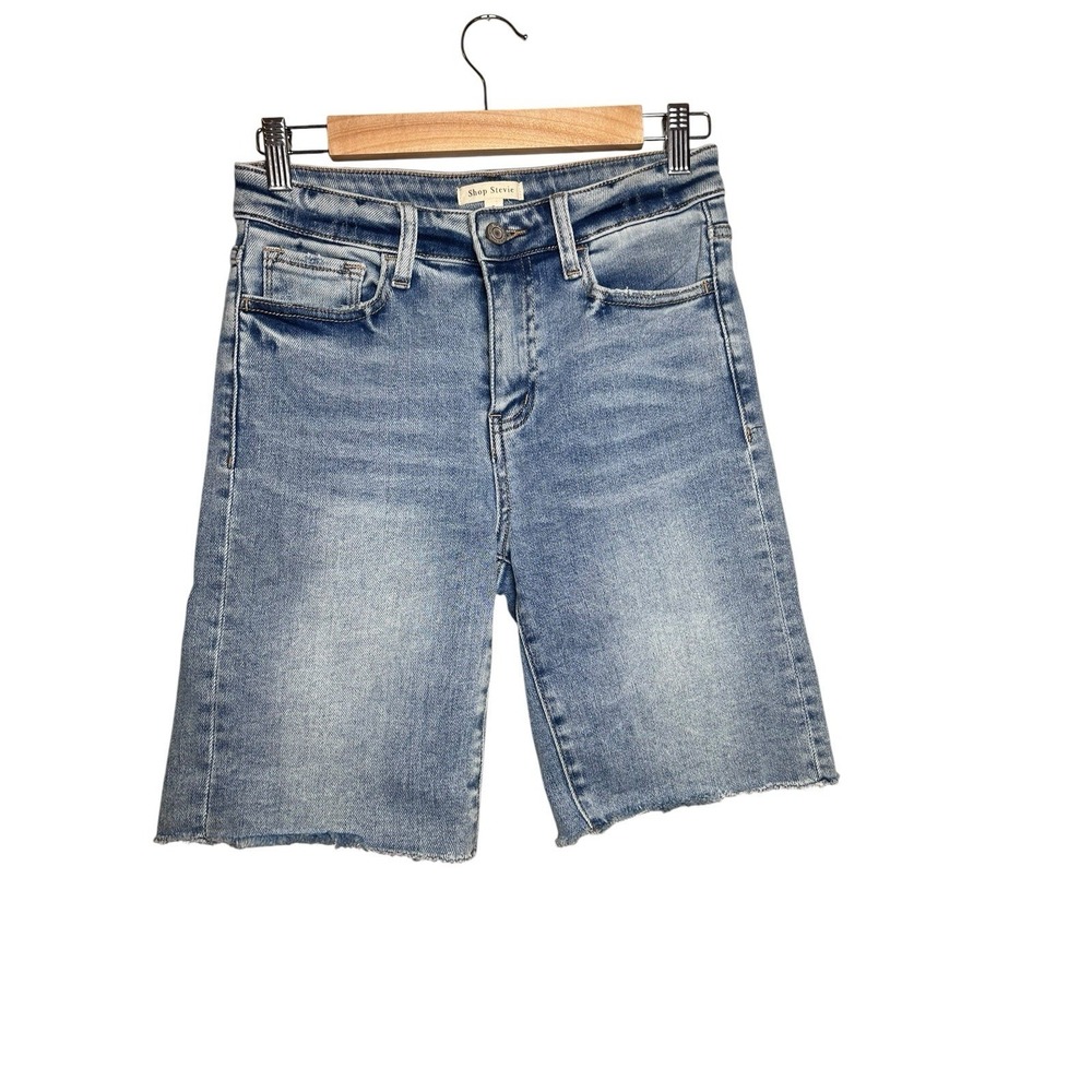 Shop Stevie Cut Off Jean Shorts Small High Rise Raw Hem Stretch Denim - Picture 2 of 11